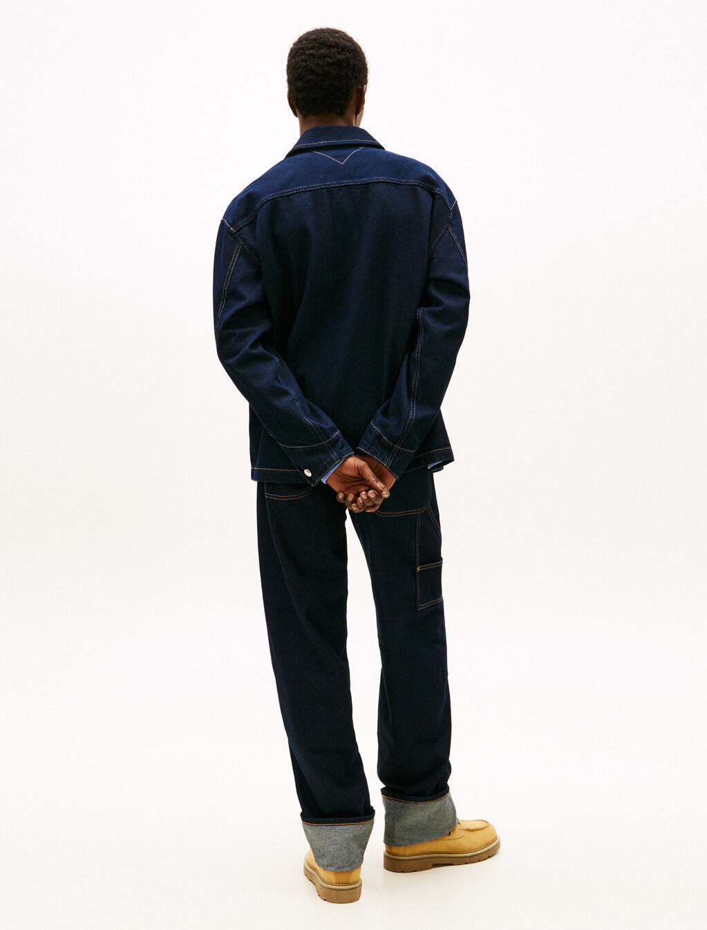 寬版牛仔工裝外套, Denim Dark, hi-res