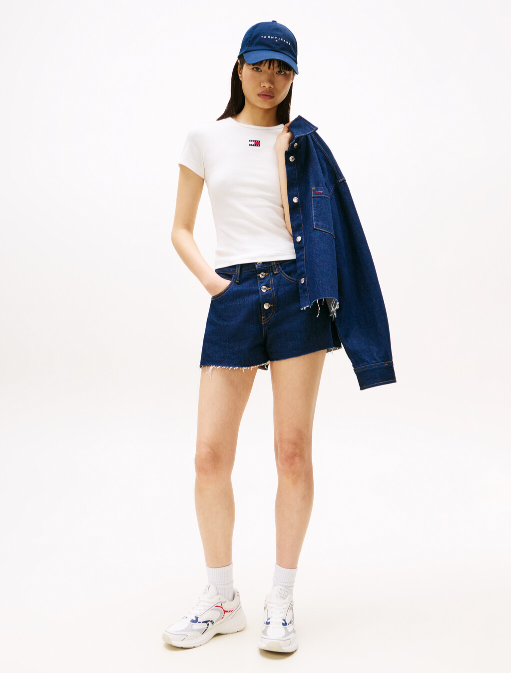 Slim Badge Ribbed T-Shirt, Ecru, hi-res