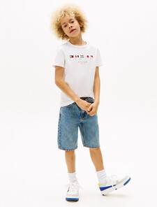 Multi-Flag Embroidery Crew Neck T-Shirt, White, hi-res