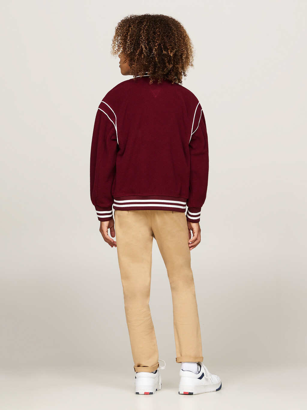 Polar Fleece Oversized Bomber Sweatshirt, Deep Rouge, hi-res