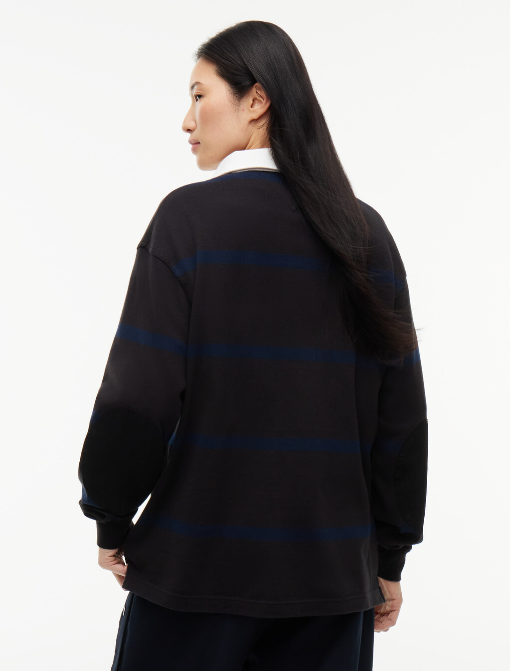 Stripe Jersey Rugby Shirt, Black / Navy Blue, hi-res