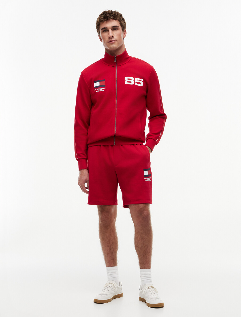 Pique Interlock Sweat Shorts, Medium Red, hi-res