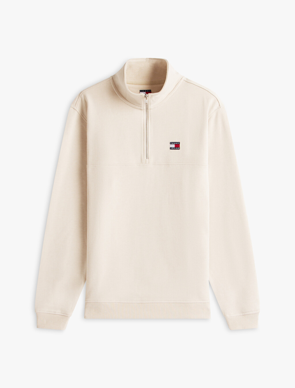 Tommy Badge Quarter-Zip Jumper, Ancient White Htr, hi-res