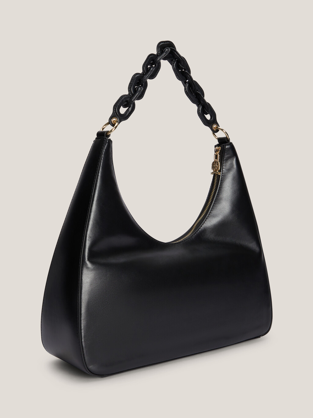 TH Soft Chunky Chain Leather Hobo Bag, Black, hi-res