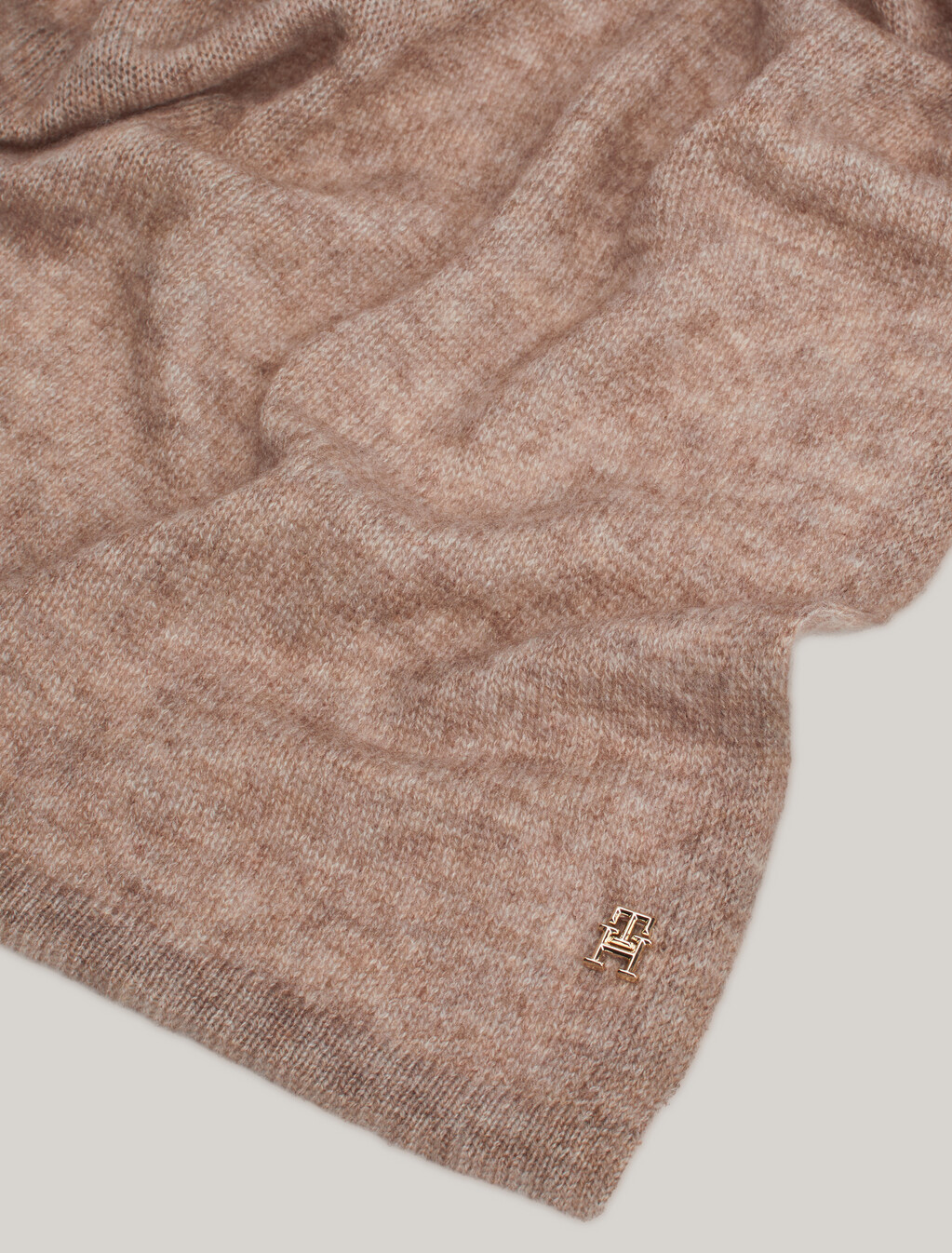 TH Monogram Scarf With Cashmere, Legacy Brown Melange, hi-res