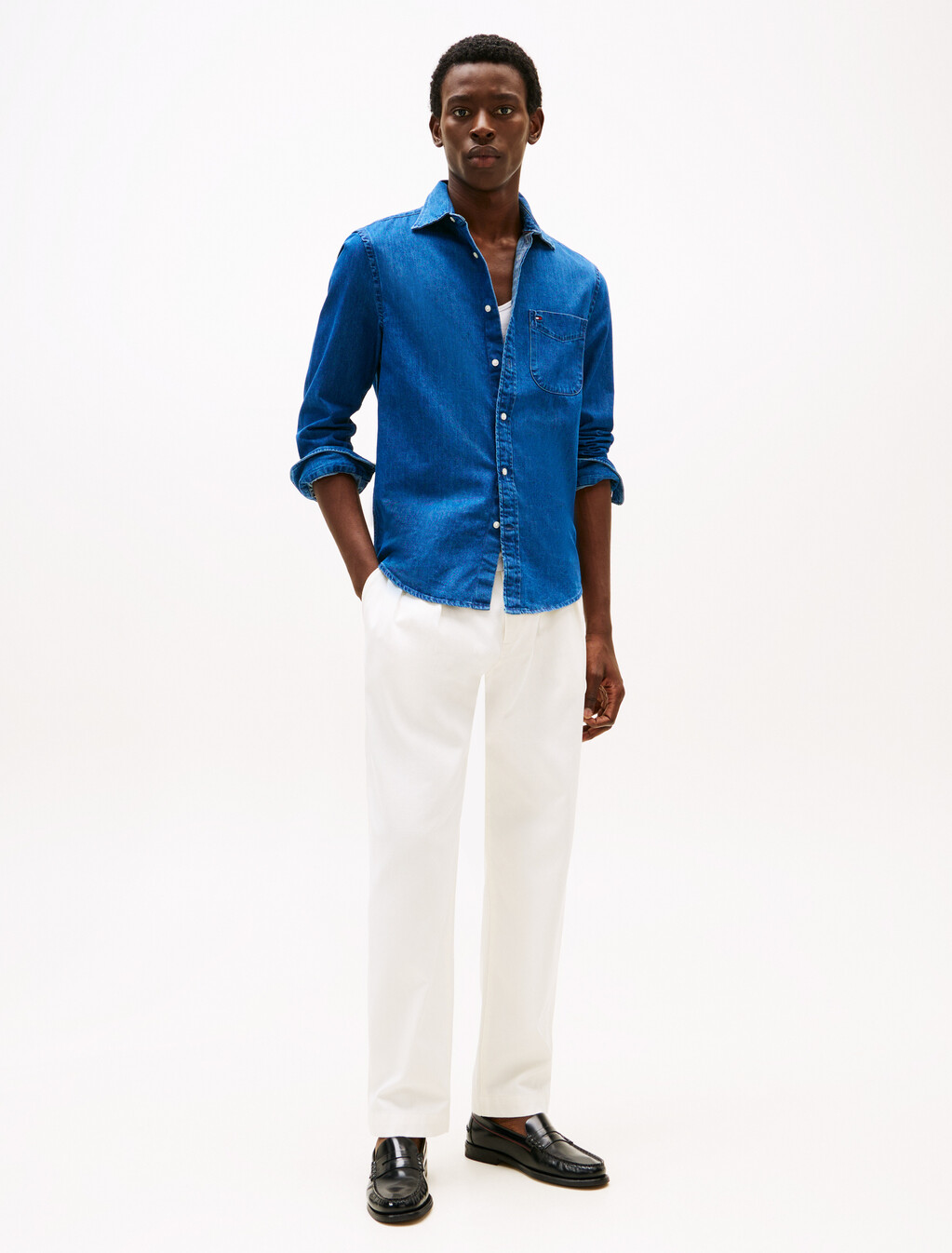 Regular Fit Denim Shirt, Dark Blue Denim, hi-res