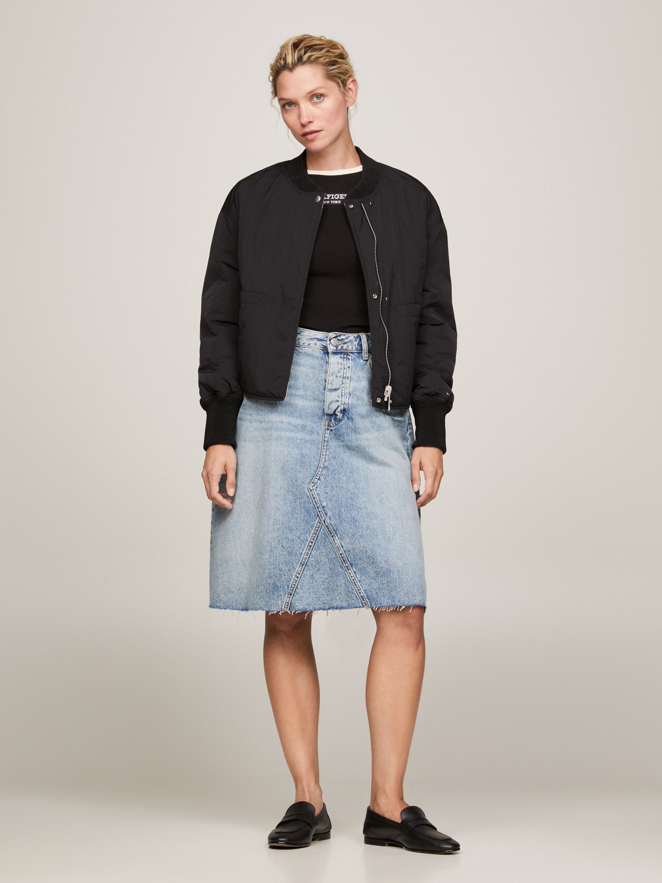 Patch padded bomber jacket new arrivals