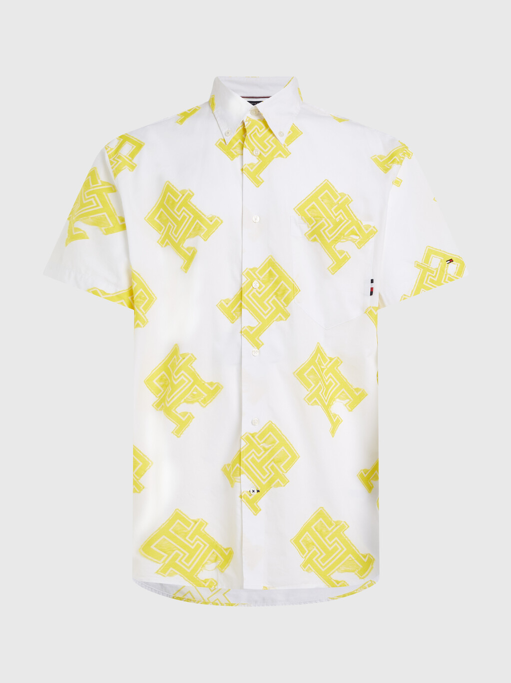 TH Monogram Archive Short Sleeve Shirt, Vivid Yellow / Optic White, hi-res