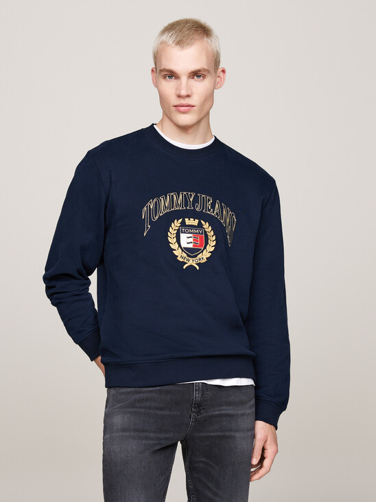 Logo Embroidery Crew Neck Sweatshirt