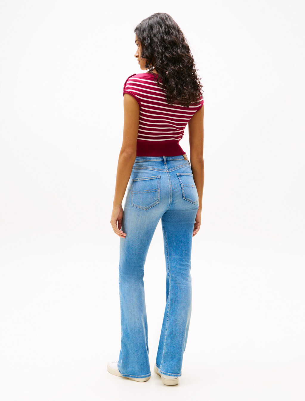 Sylvia Faded High Rise Flared Jeans, Denim Medium, hi-res