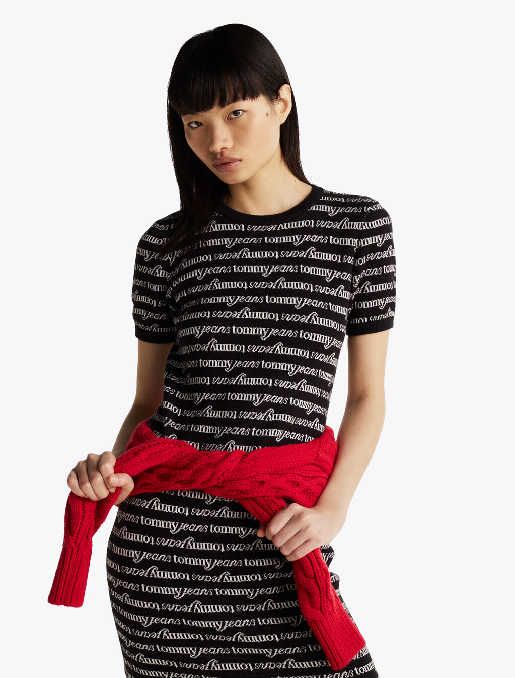 Print Mini Jumper Dress, Black Hybrid Logo Aop, hi-res