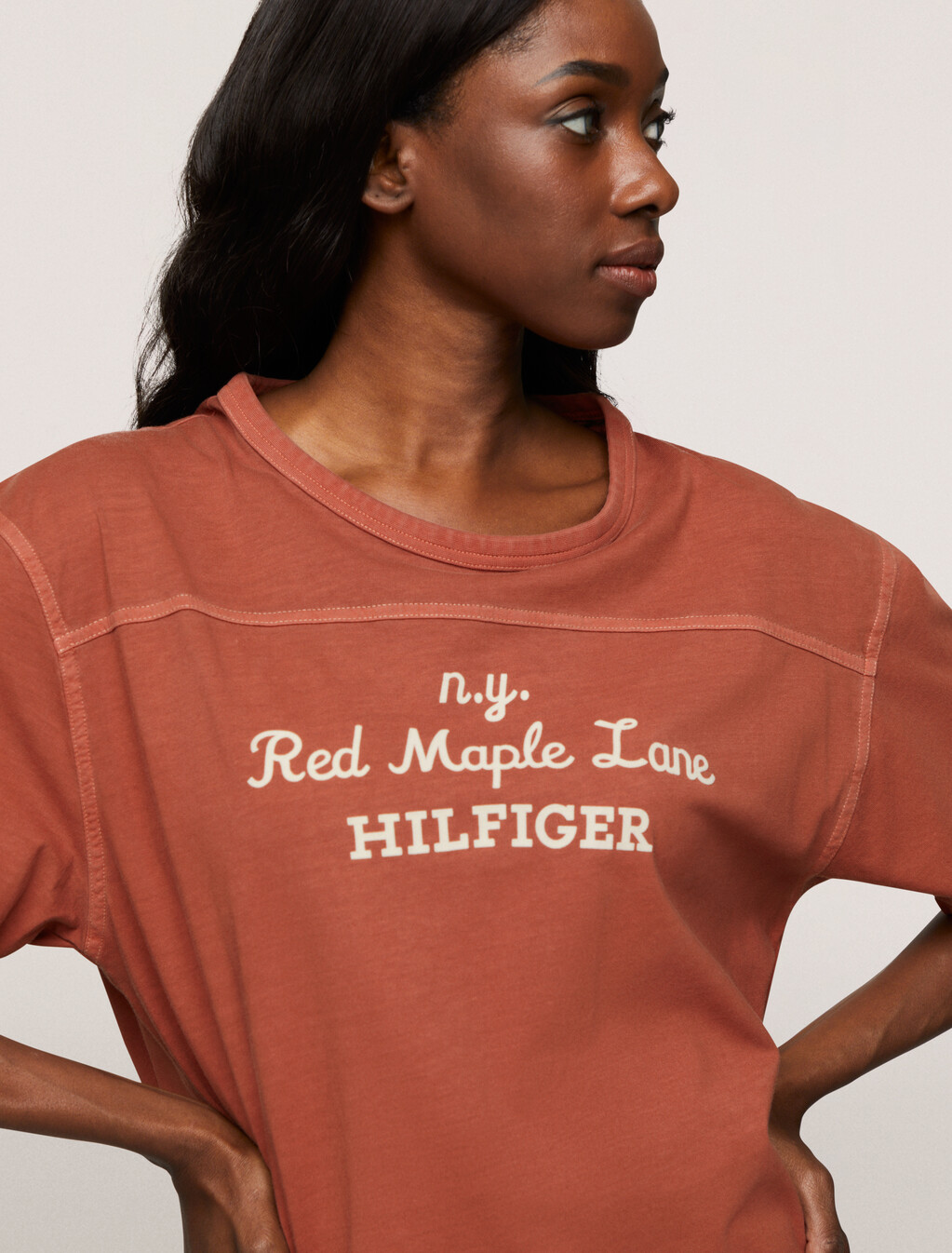 Top Stitch Logo Crewneck T-Shirt, Terra Red, hi-res