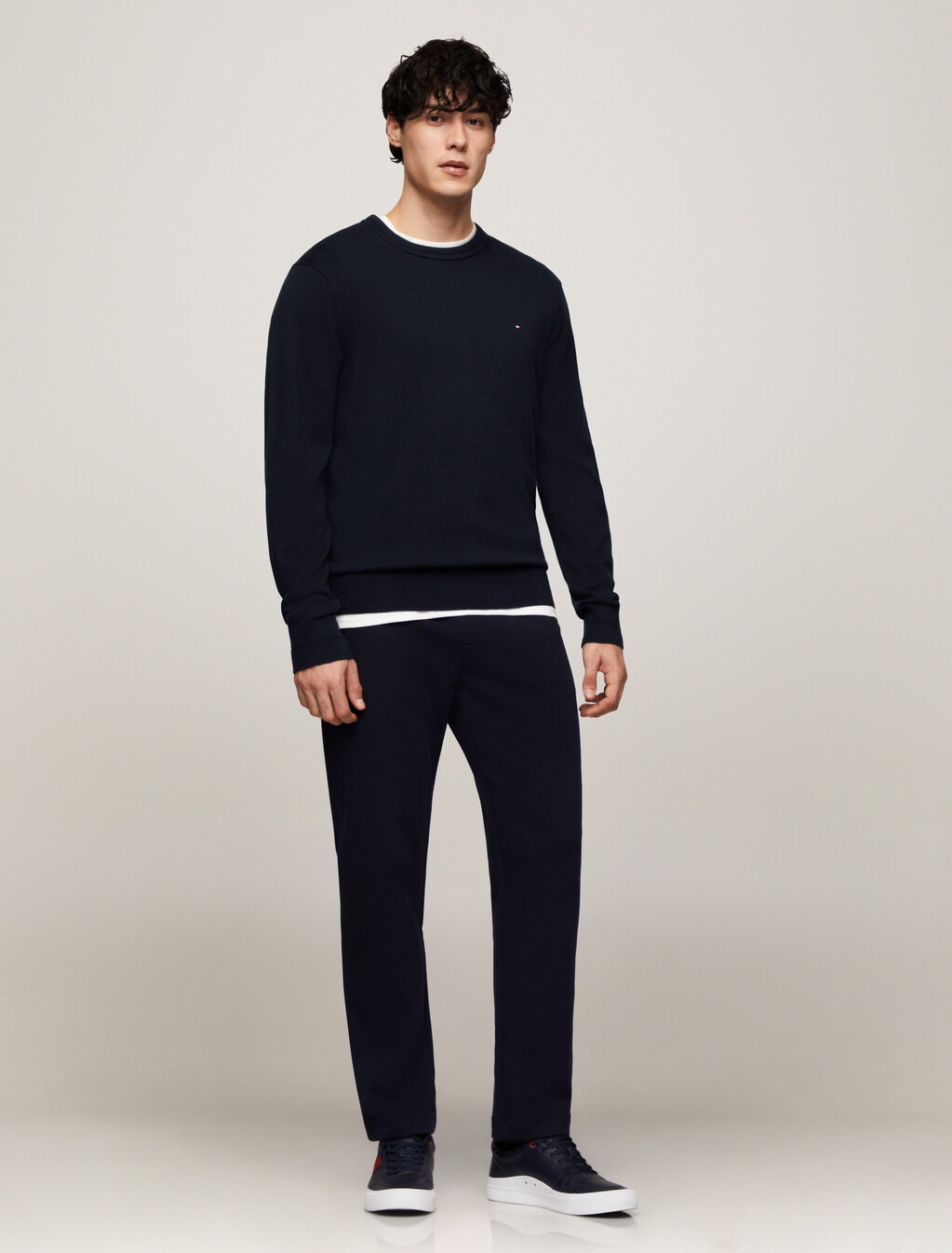 Cotton Silk Crewneck Sweater, Desert Sky, hi-res