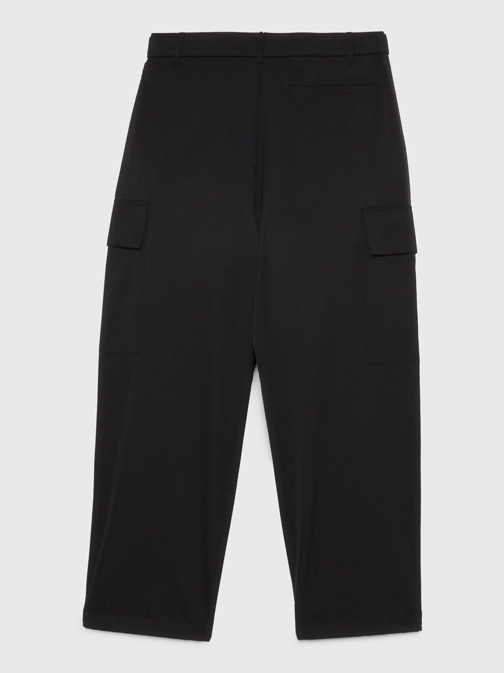 Wide Leg Belted Cargo Trousers, Black, hi-res