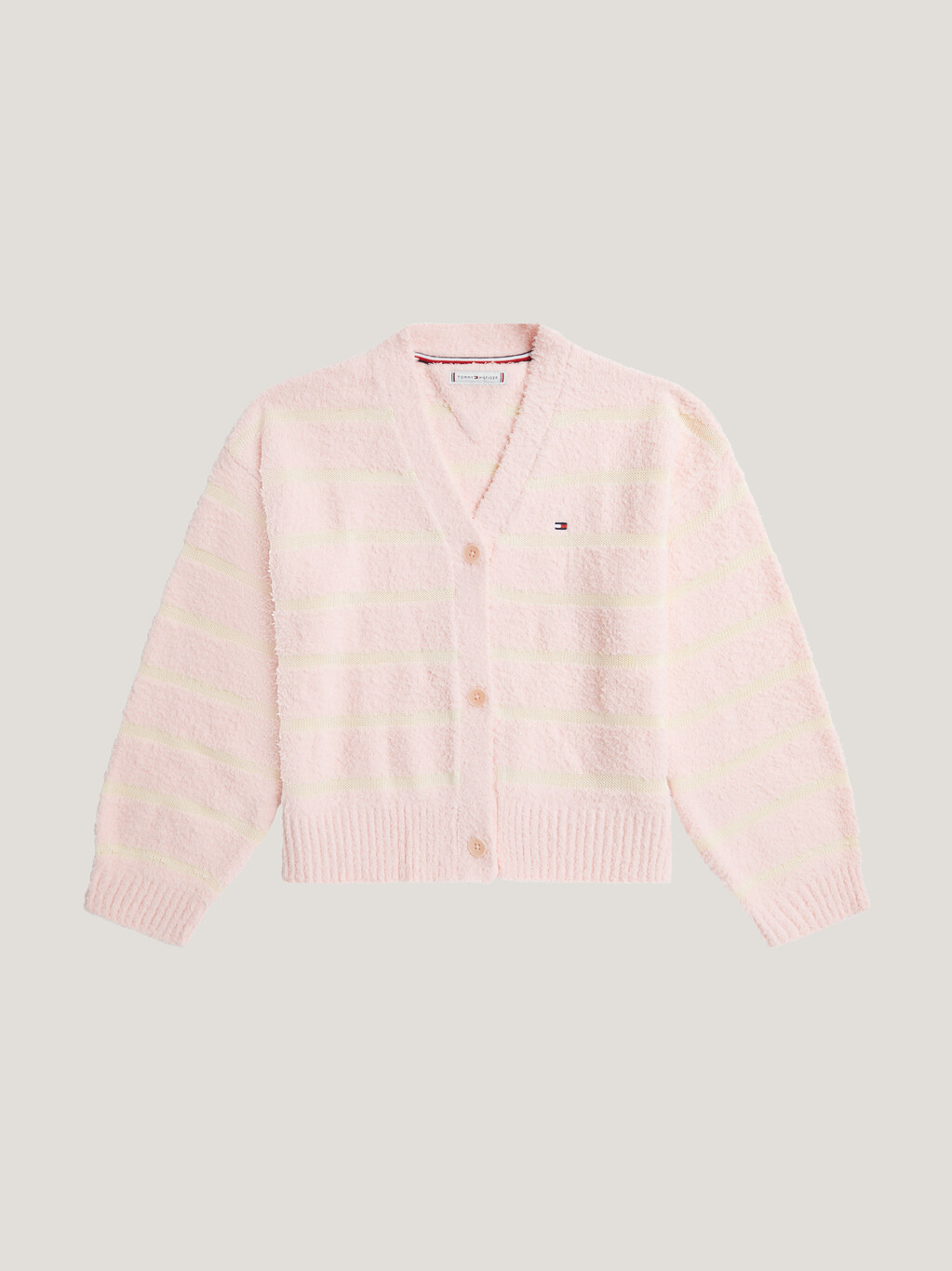 女童裝混合條紋開襟外套, Whimsy Pink / Calico Stripe, hi-res
