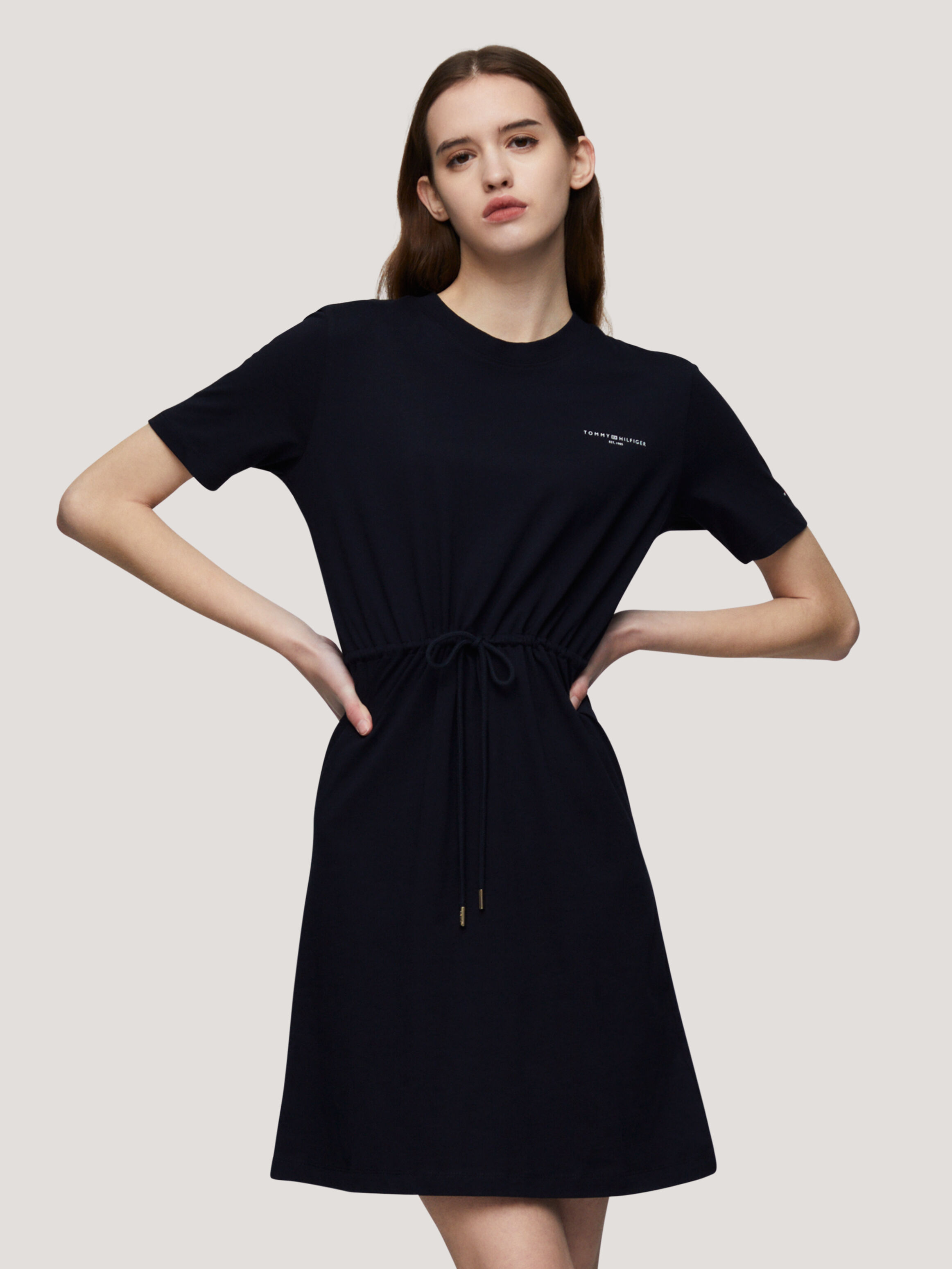 T shirt dress with drawstring waist 2025