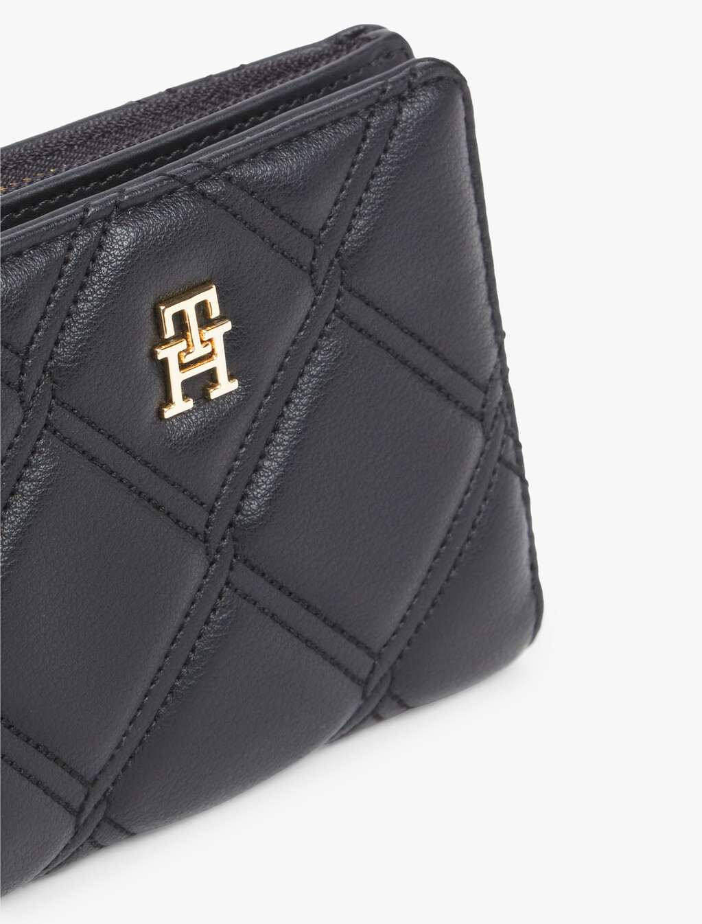 TH Monogram 標誌絎縫雙折對摺式銀包, Black, hi-res