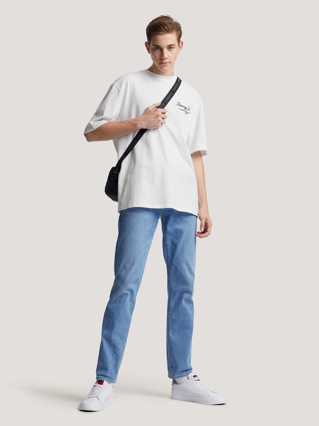 Logo Embroidery Relaxed Fit T-Shirt, White, hi-res