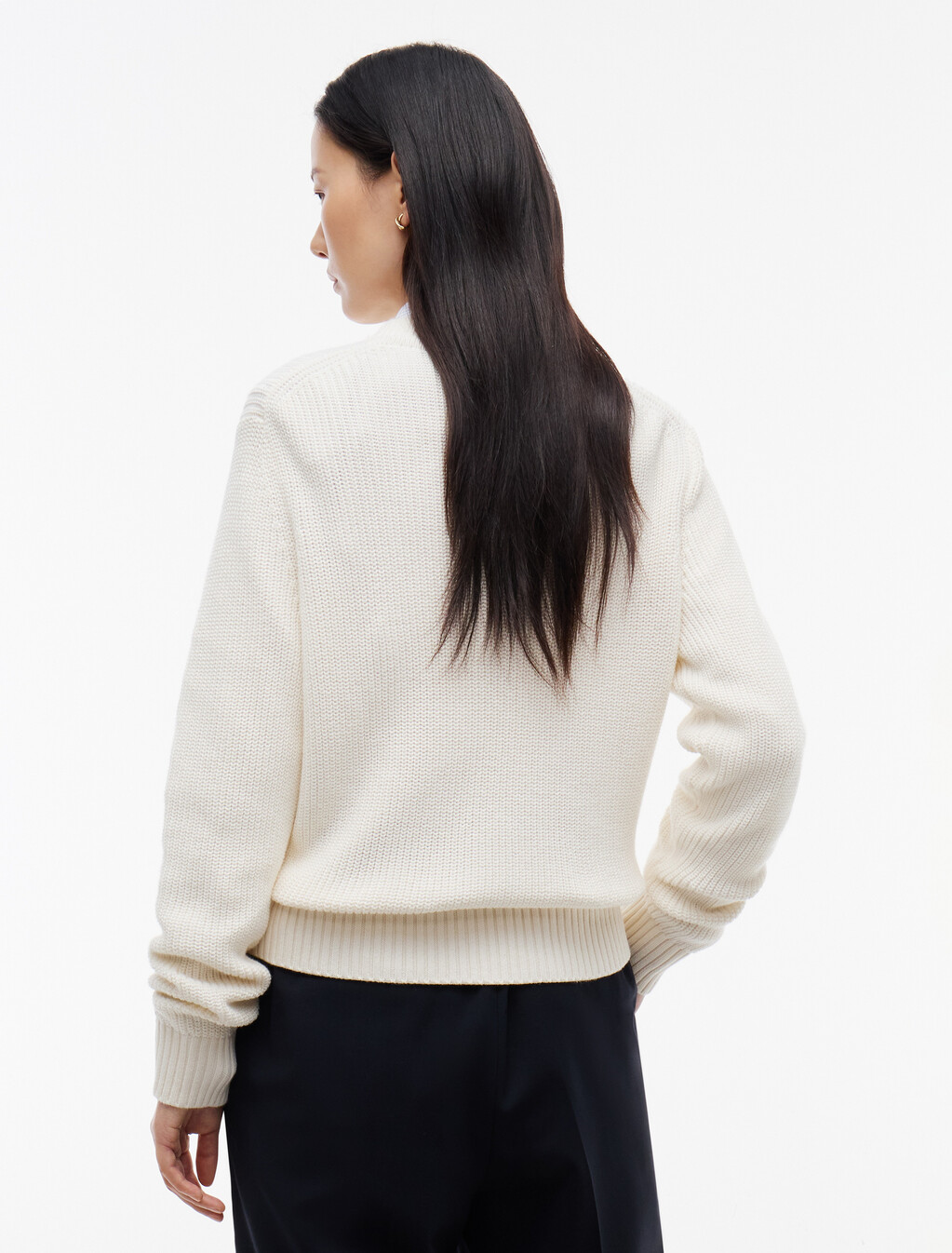 Intarsia Crest Crew Neck Jumper, Ivory Petal, hi-res