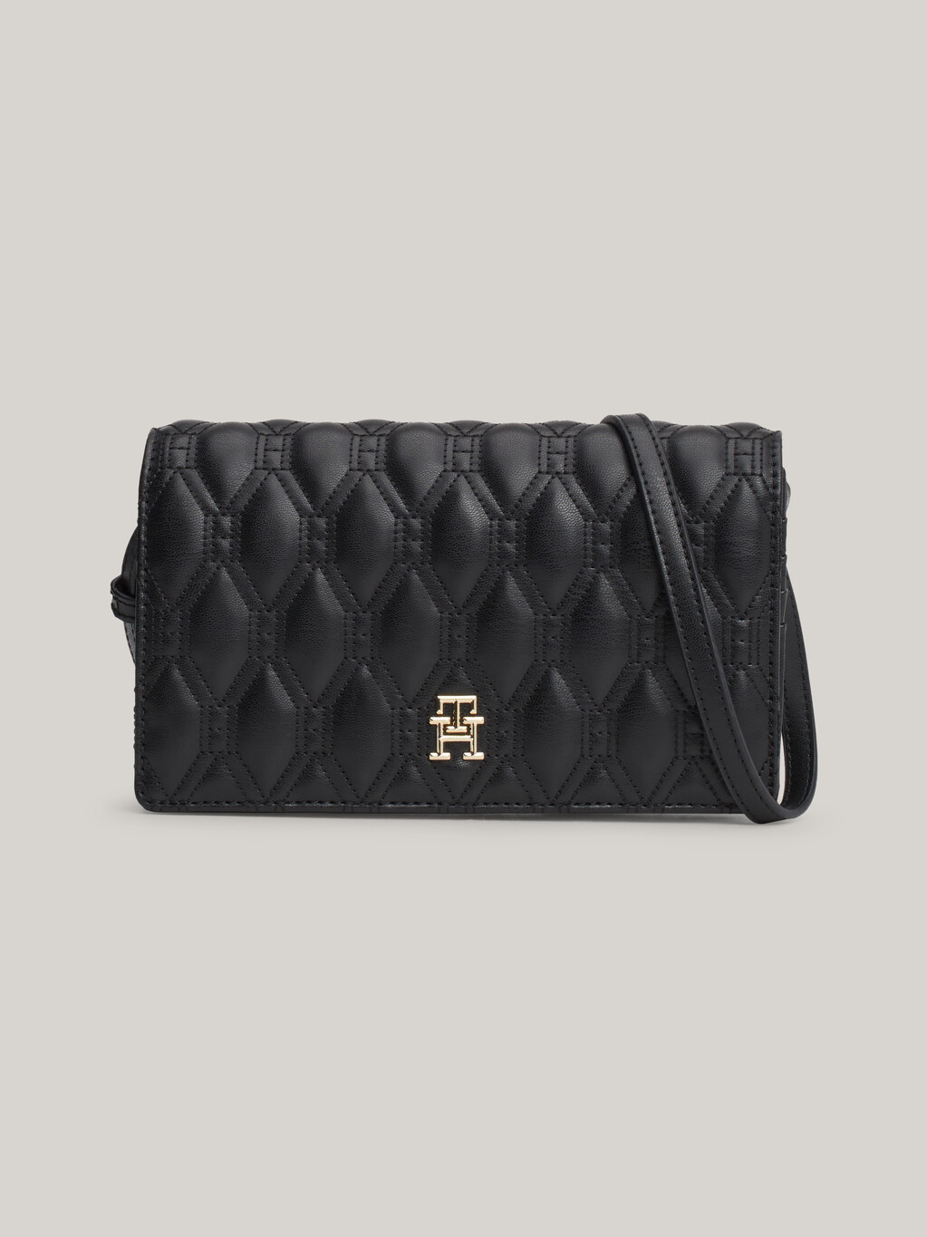 TH Monogram Diamond Quilted Crossover Bag, Black, hi-res