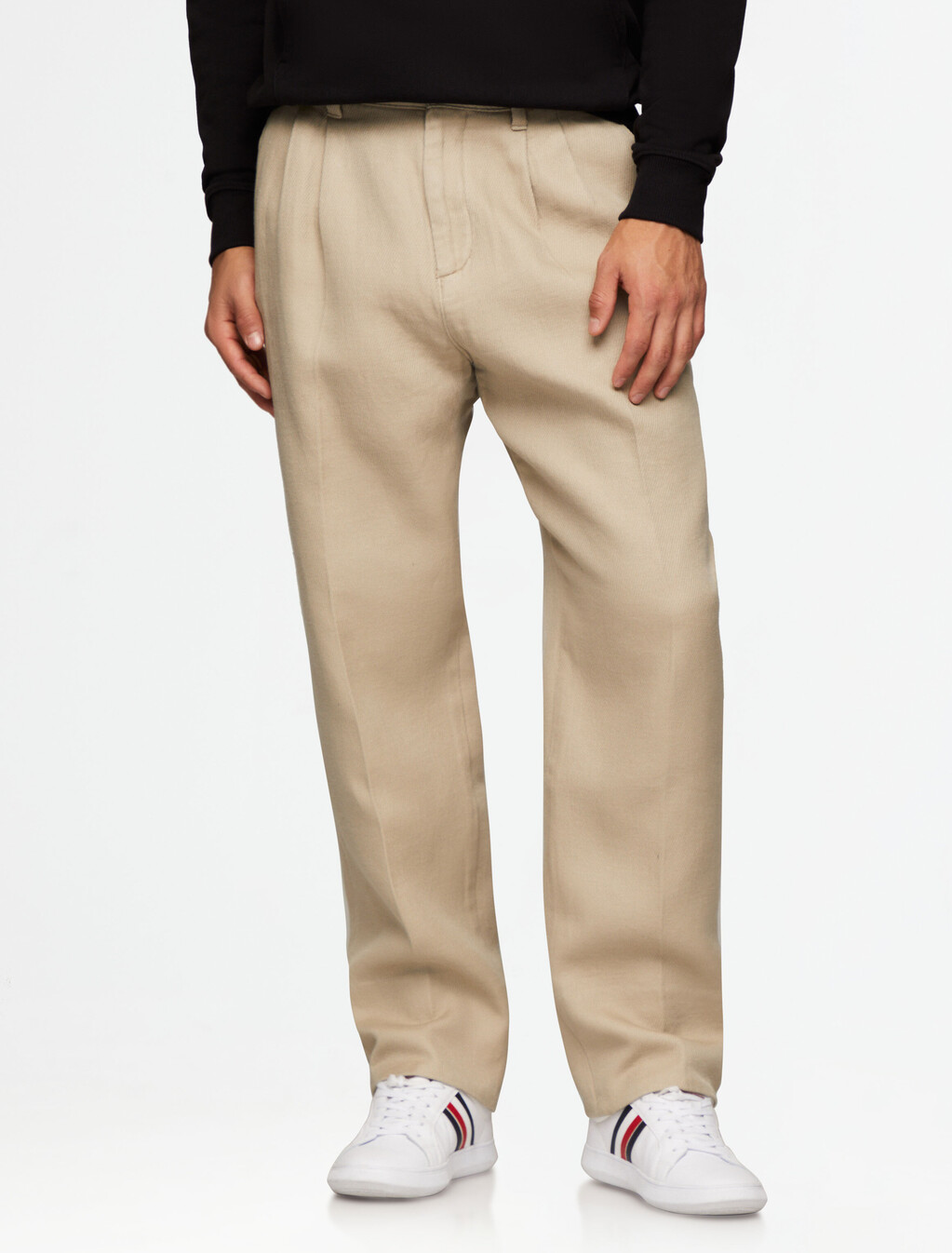 Twill Wide Leg Trousers, Sandalwood, hi-res