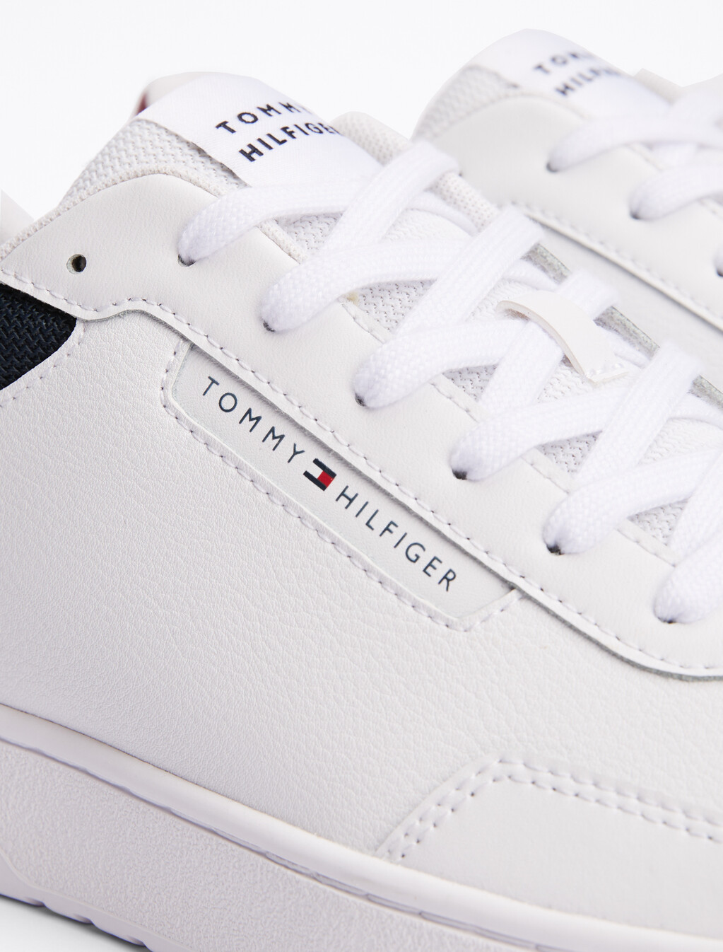 Mixed Texture Basketball Trainers, White, hi-res