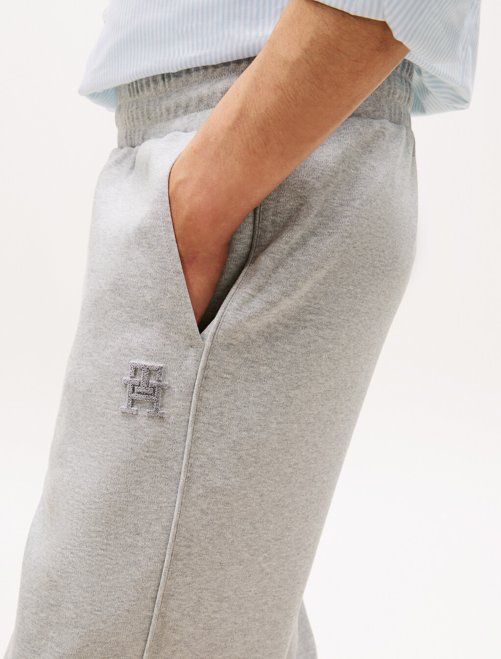 Monogram 羅紋褲腳運動褲, Light grey heather, hi-res