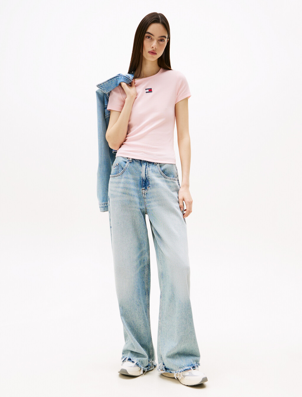 Slim Badge Ribbed T-Shirt, Precious Pink, hi-res