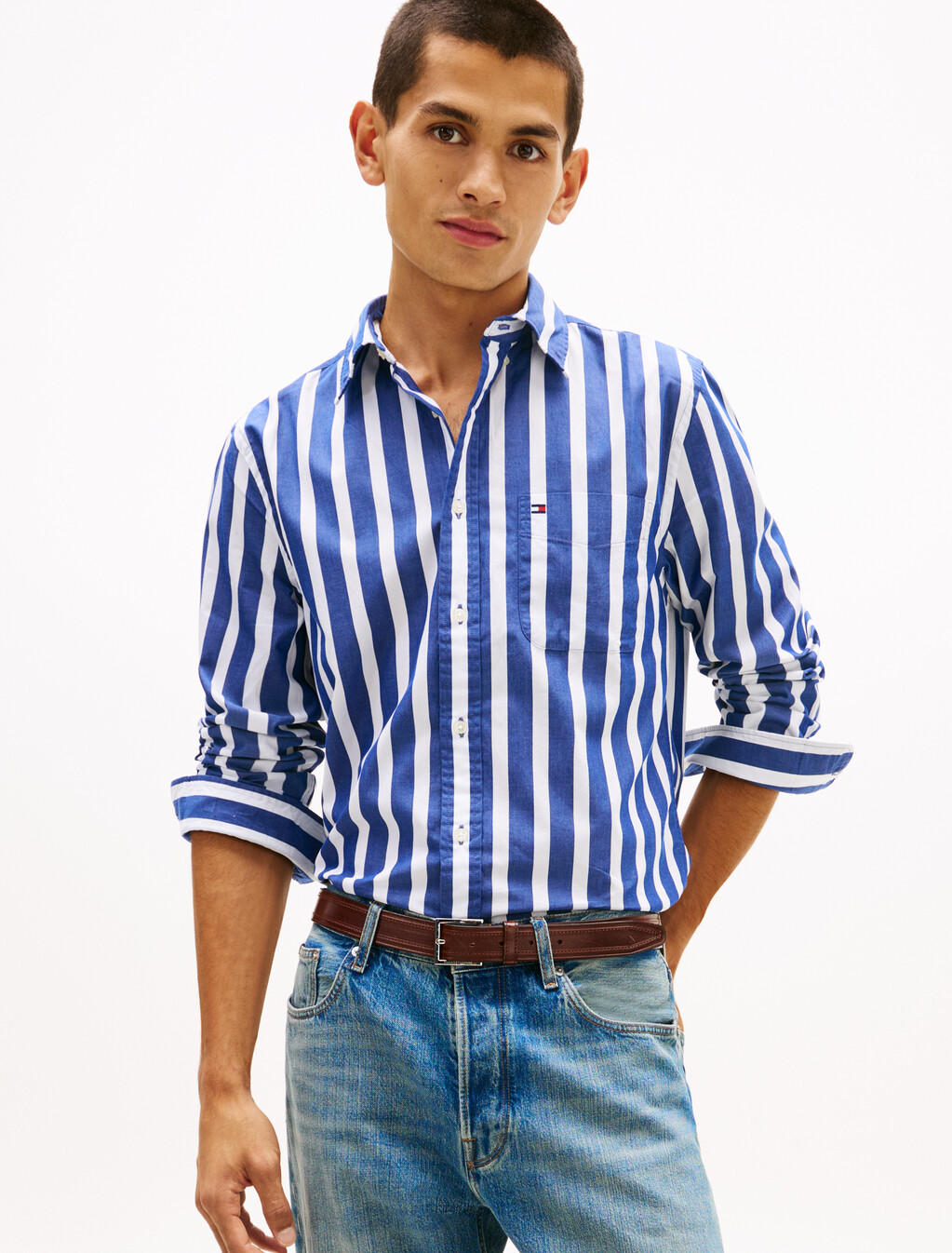 TH Flex Regular Fit Stripe Shirt, Bold Blue / Stripe, hi-res