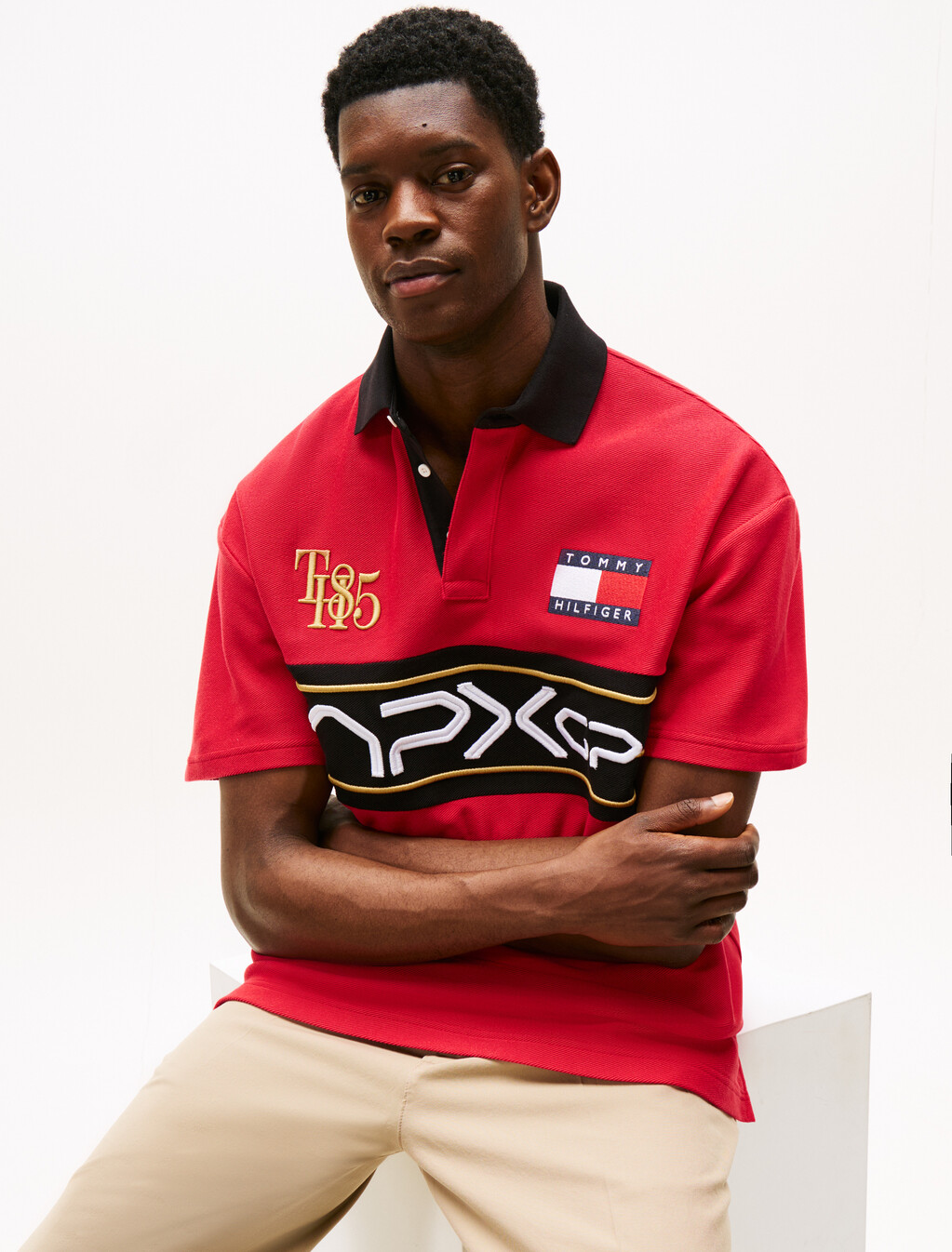 The APXGP Collection Relaxed Logo Polo Shirt, Primary Red/Black, hi-res