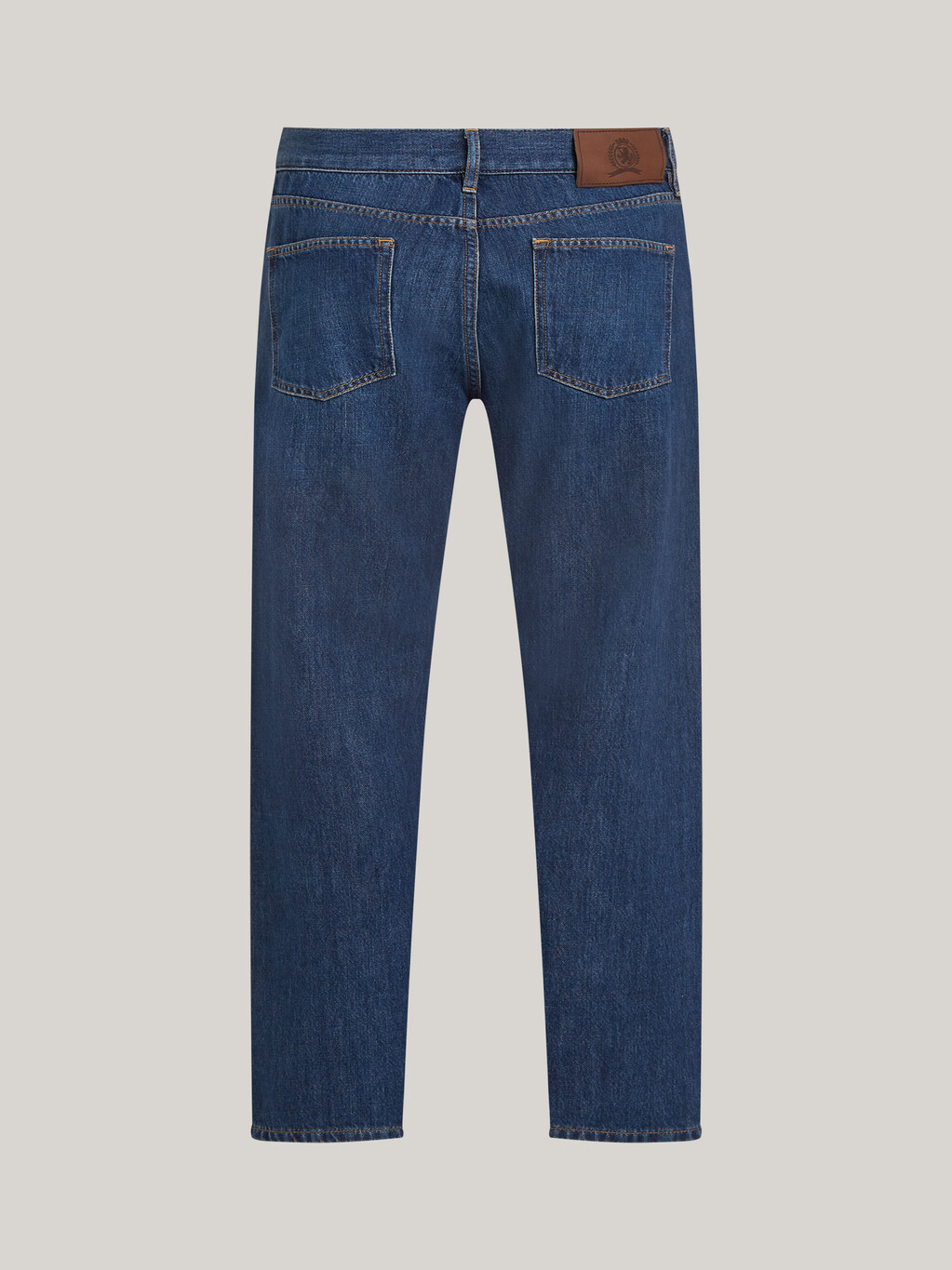 Crest Embroidery Faded Relaxed Jeans, Indigo, hi-res