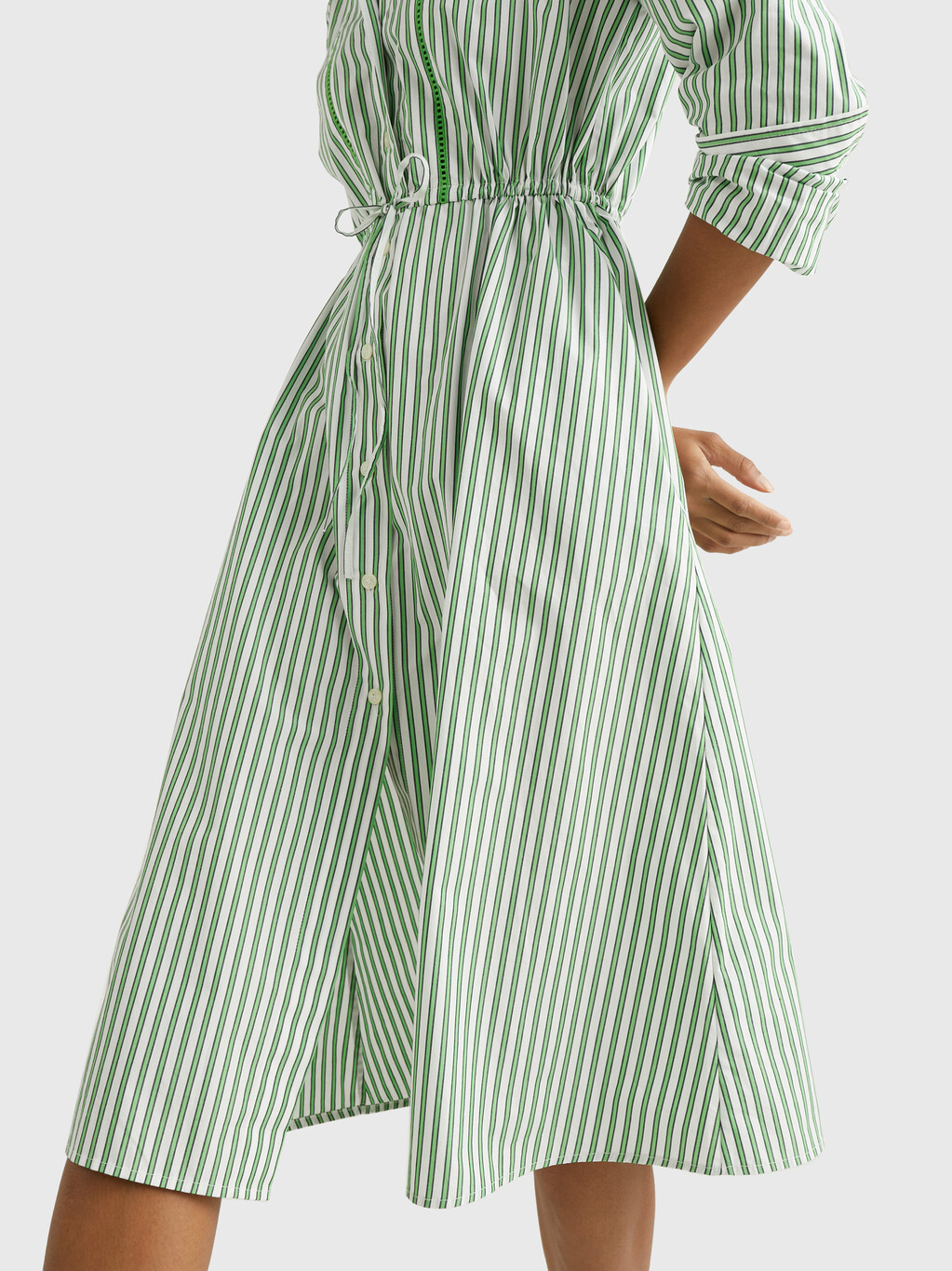 條紋中長裇衫款連身裙, Nola Stp/ Spring Lime, hi-res