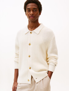 Smart Casual Waffle Knit Lambswool Blend Cardigan, Ivory Petal, hi-res