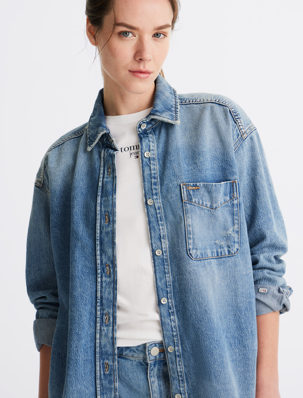 Relaxed Denim Overshirt, Denim Medium, hi-res