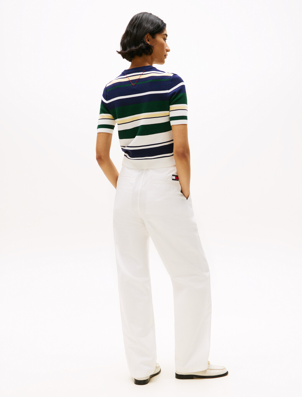 Hilfiger Sailing Cropped Short Sleeve Jumper, Yale Navy / Multi, hi-res