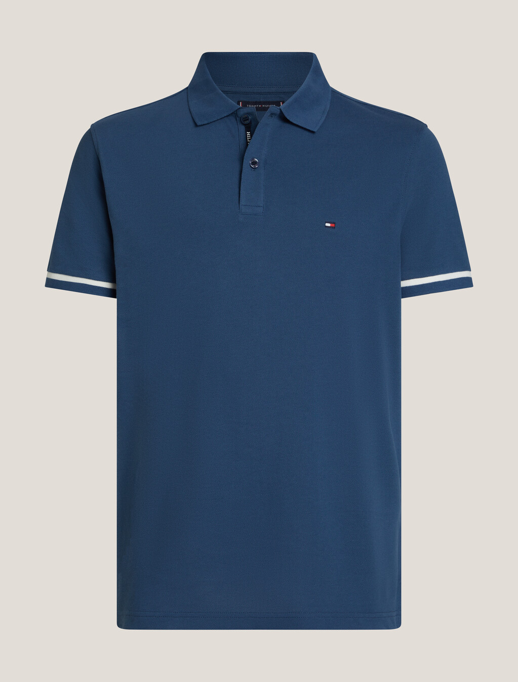 Logo Placket Stripe Cuff Polo, Aegean Sea, hi-res