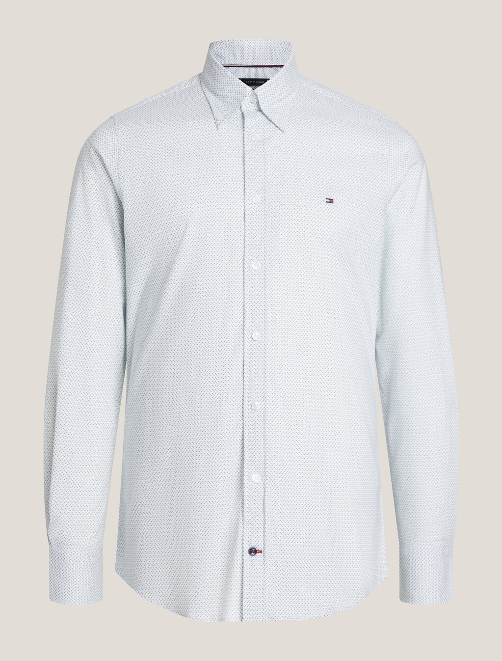 Stretch Micro Print Slim Shirt, Optic White / Multi, hi-res