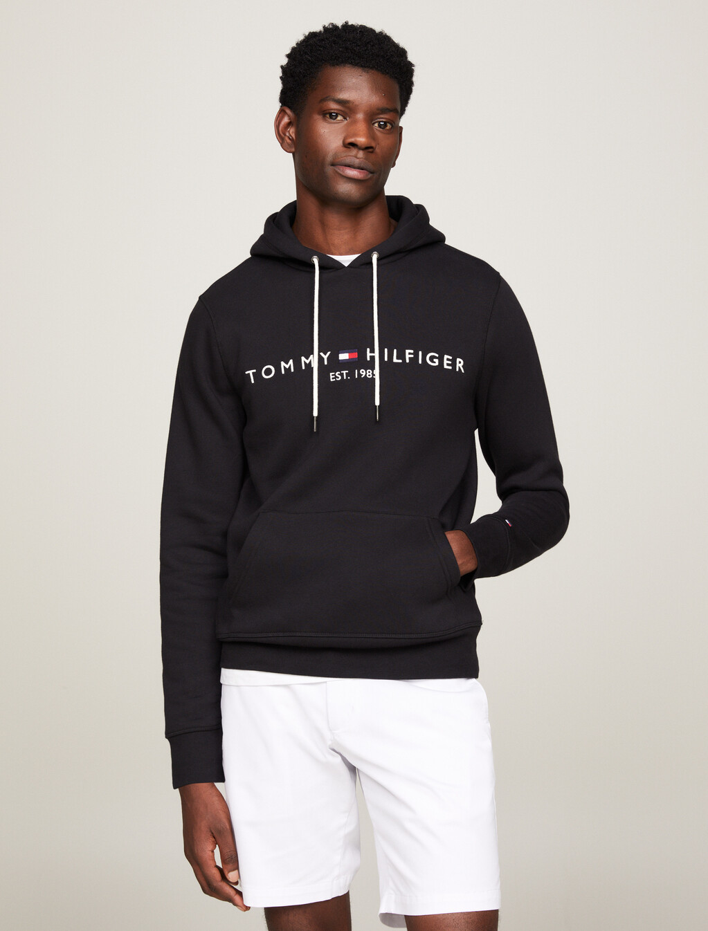 Essential Logo Hoodie, JET BLACK, hi-res