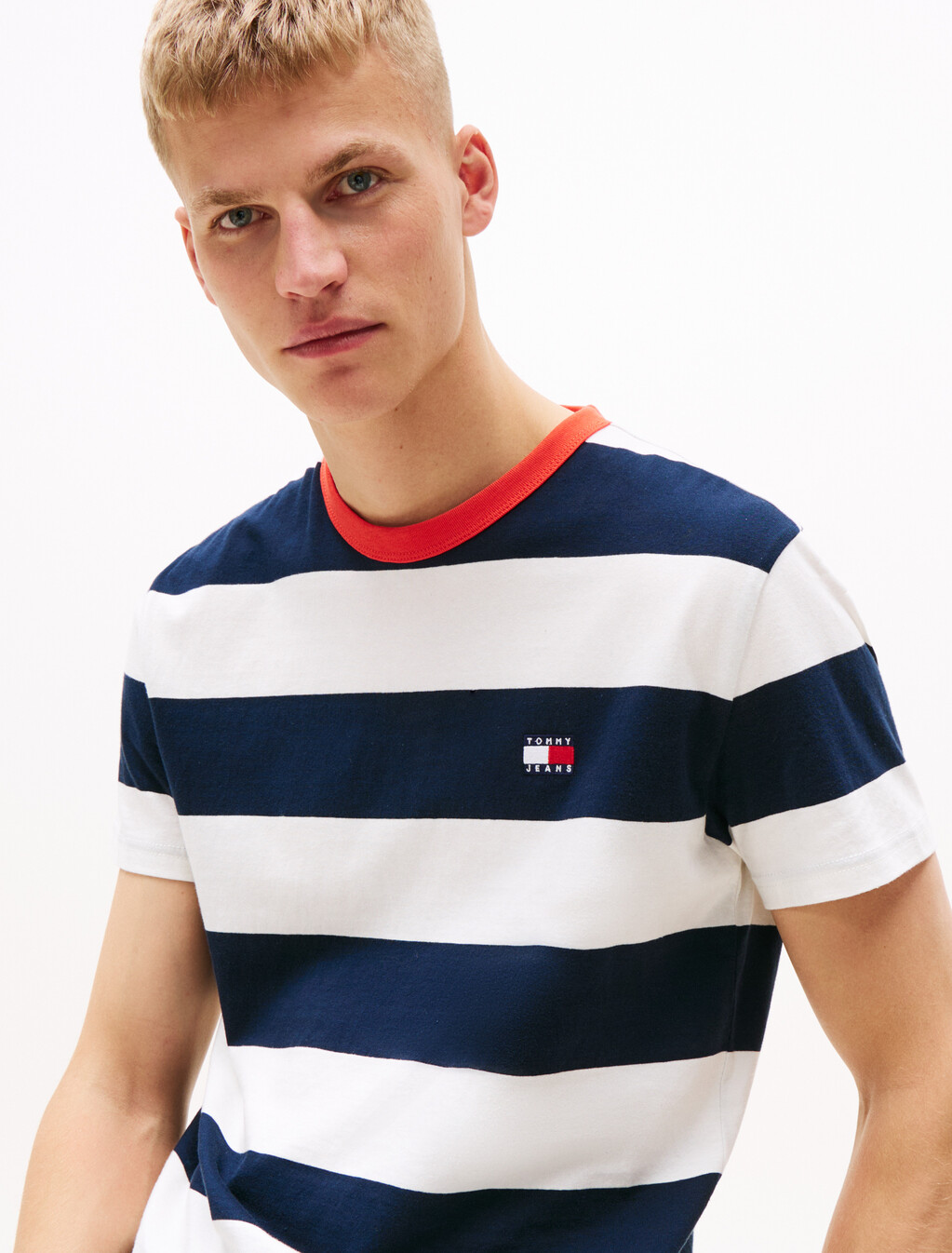 Bold Stripe T-Shirt, Dark Night Navy / Ecru, hi-res