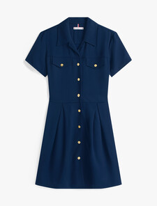 Viscose Twill Fit & Flare Mini Dress, Dark Night Navy, hi-res