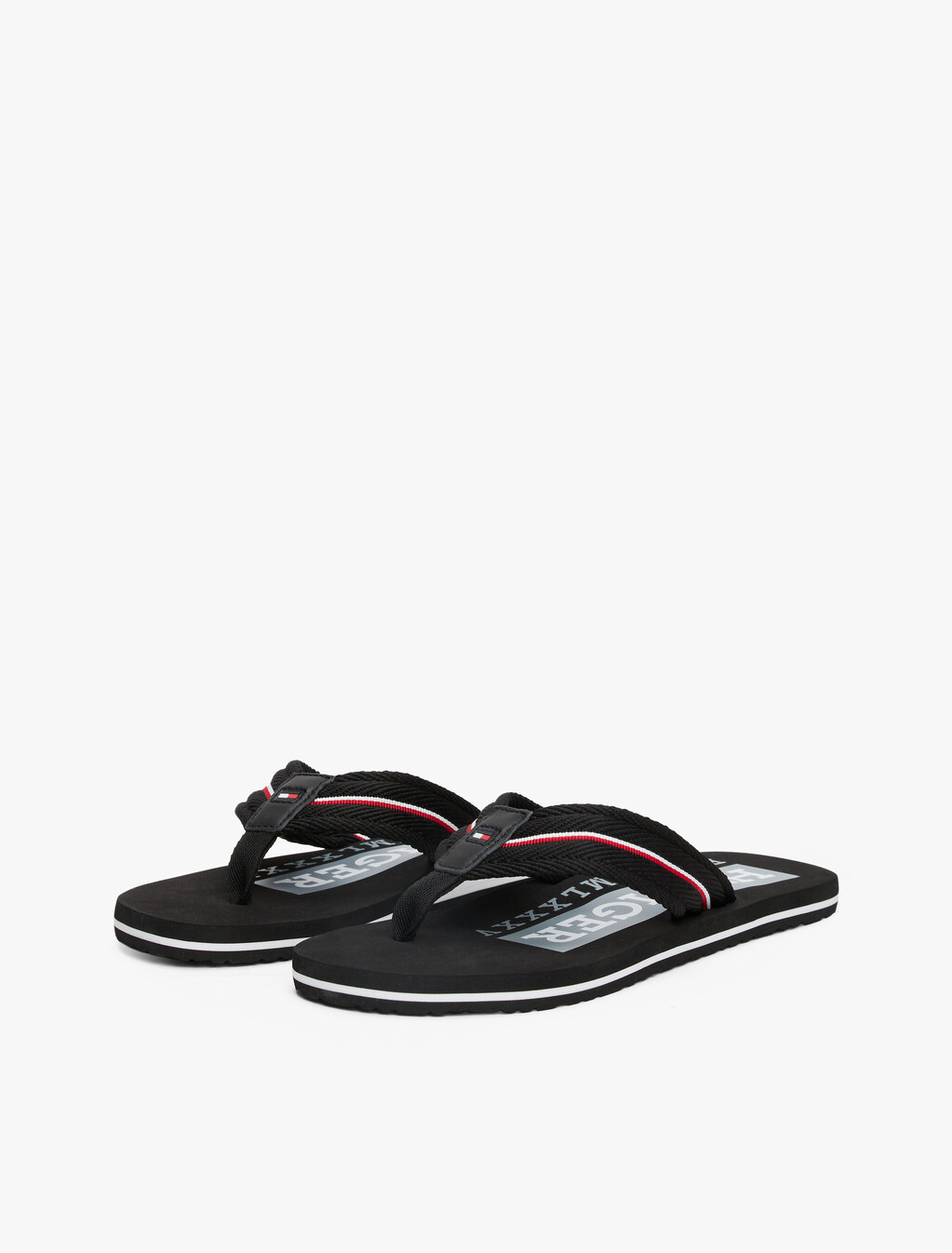 Signature Tape Webbing Flip-Flops, Black, hi-res