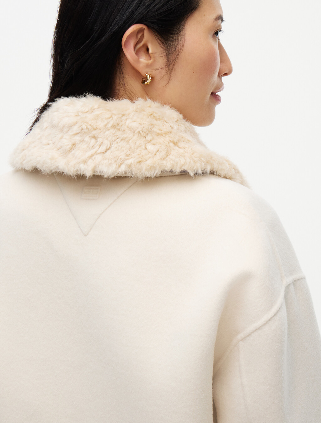 Double-Faced Wool Blend Relaxed Jacket, Cream, hi-res