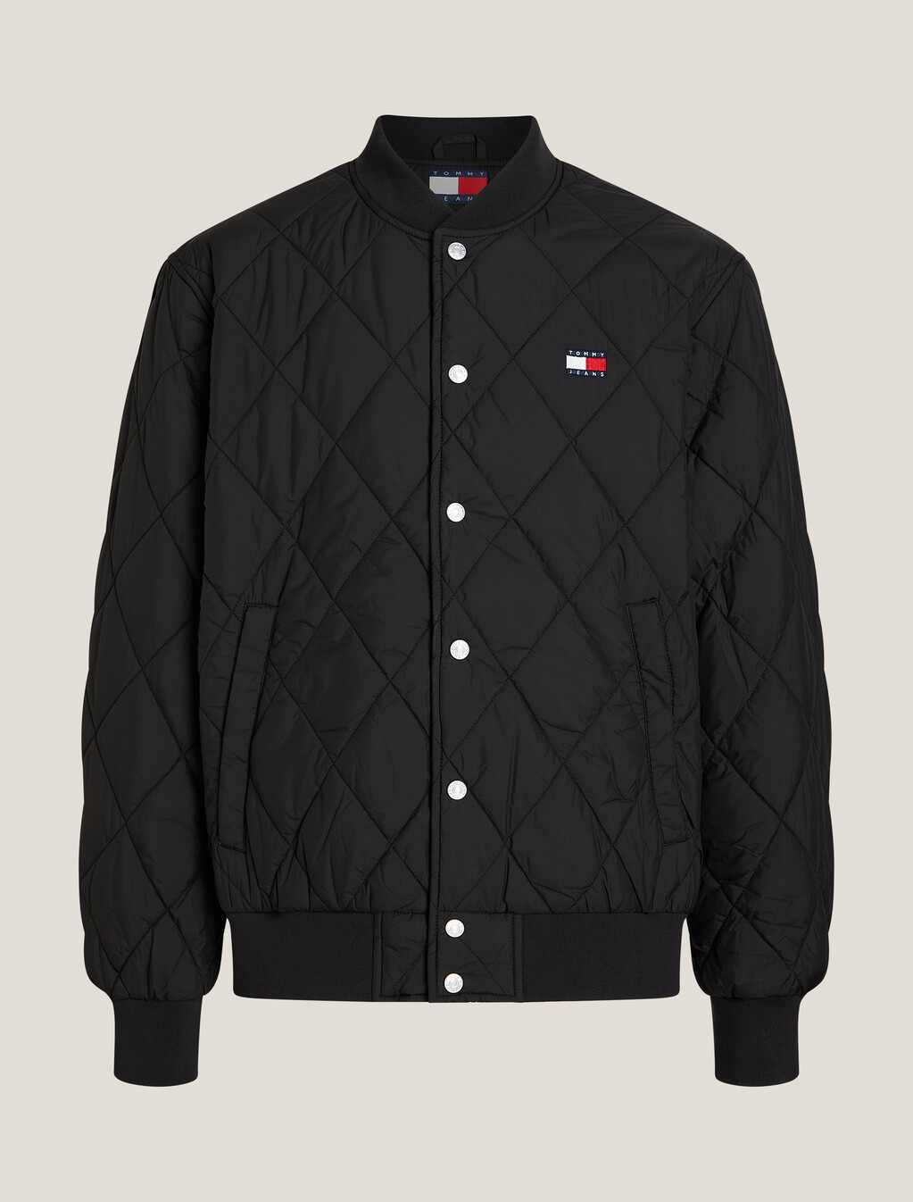 Logo Badge Relaxed Quilted Bomber Jacket, Black, hi-res