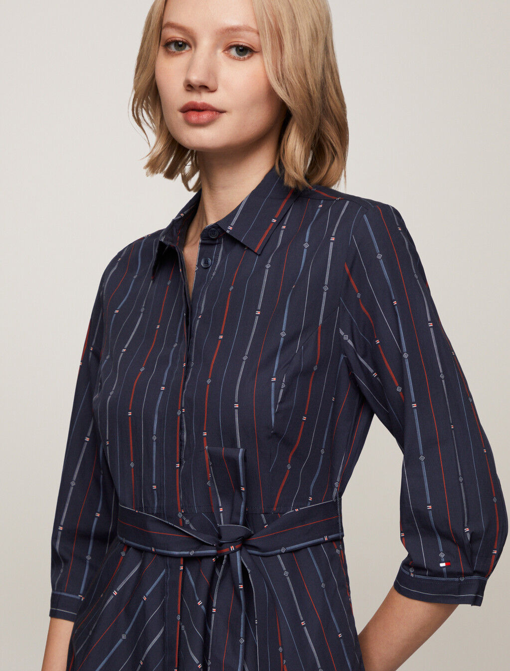 Cotton Half Sleeve Shirt Dress, Foulard Flag Stp/ Multi/ Desert Sky, hi-res