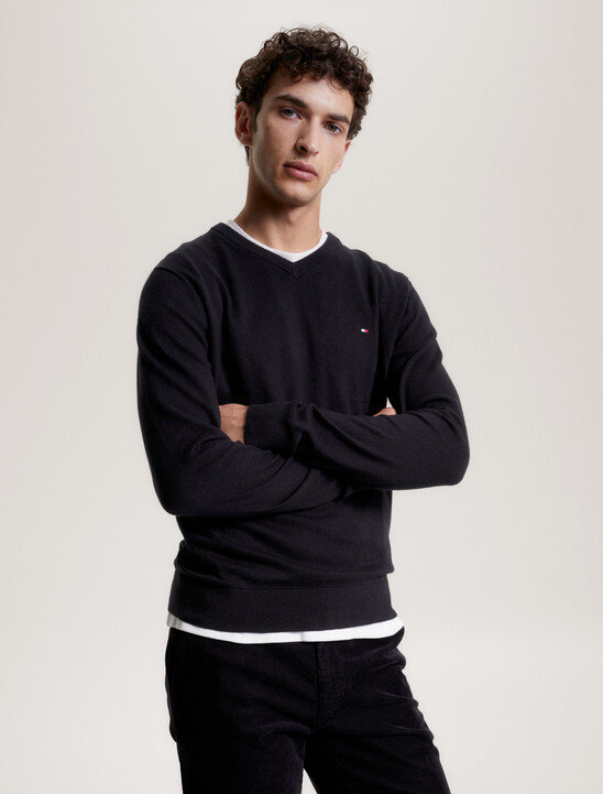 Cotton Cashmere V-Neck Jumper