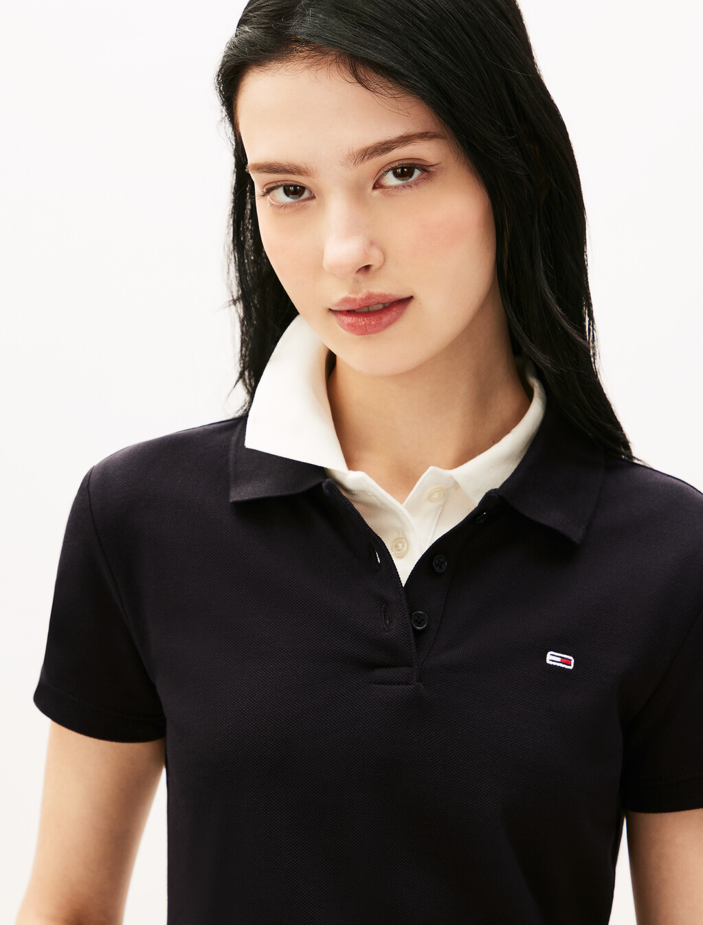 Essential 修身 Polo 衫, Black, hi-res