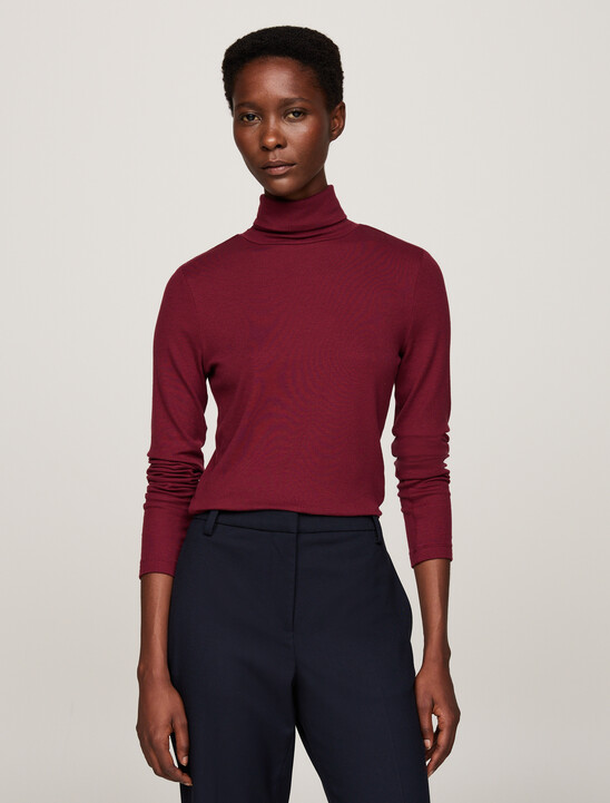 Roll Neck Long Sleeve Slim T-Shirt