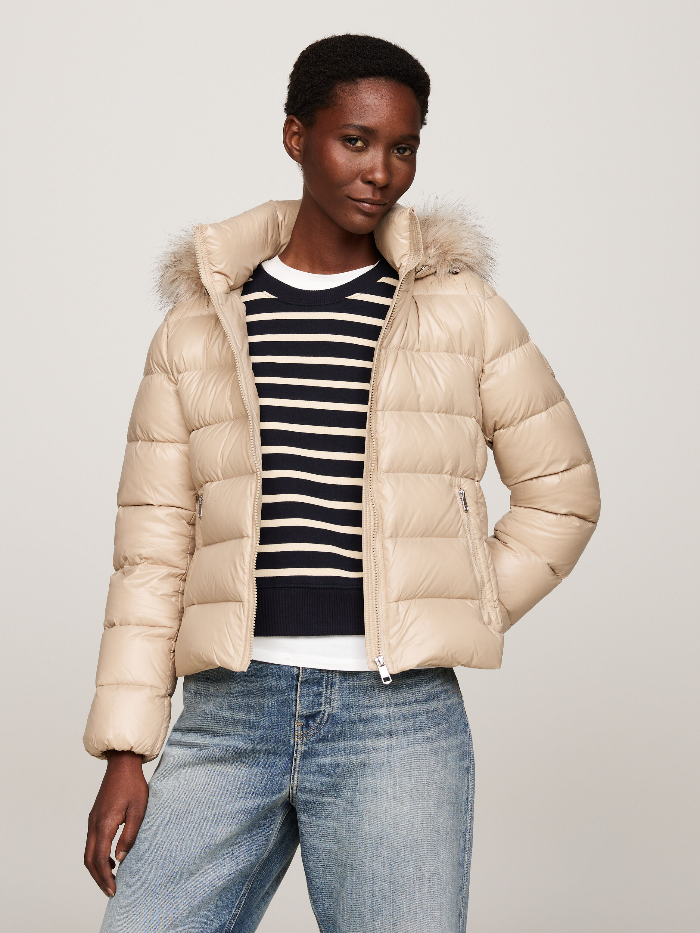 Faux Fur Trim Down Jacket natural Tommy Hilfiger Hong Kong