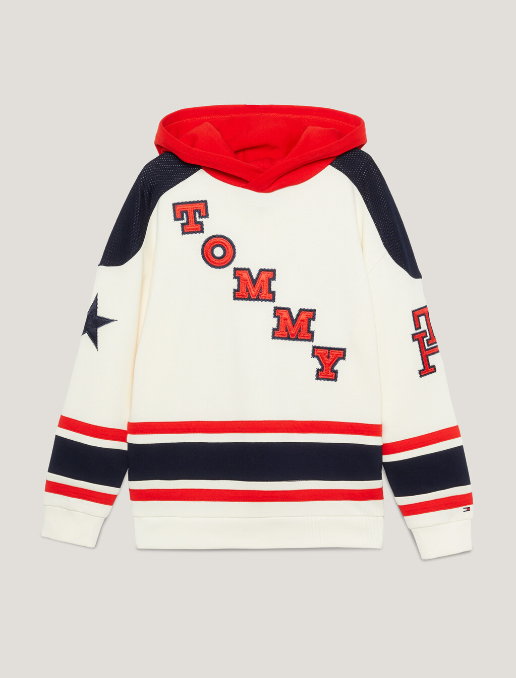 Varsity Colour-Blocked Hoody, Red/White/Navy Block, hi-res