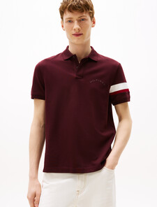 Color Tape Sleeve Polo, Deep Burgundy, hi-res